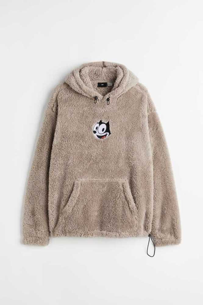 Sudadera Con Capucha H&M Relaxed Fit Teddy Bear Hombre Grises Marrom | 243705IQN