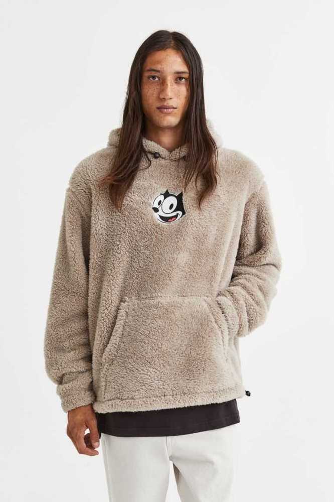 Sudadera Con Capucha H&M Relaxed Fit Teddy Bear Hombre Grises Marrom | 243705IQN