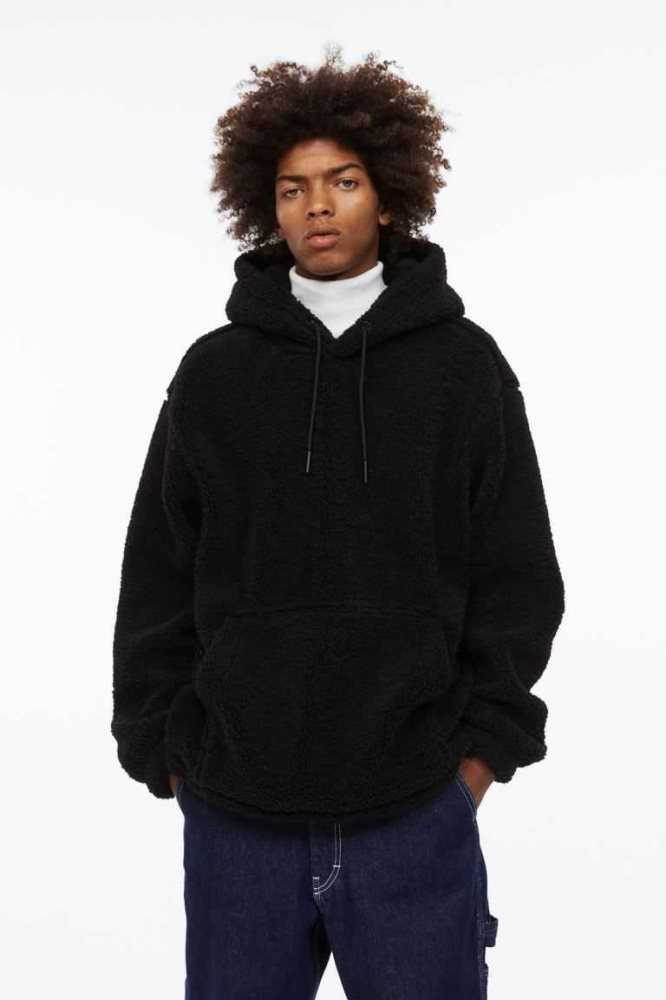 Sudadera Con Capucha H&M Relaxed Fit Teddy Fleece Hombre Negros | 319405BLT