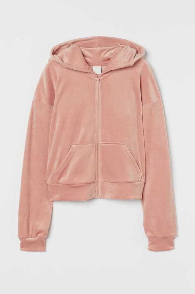 Sudadera Con Capucha H&M Velour Encapuchado Jacket Mujer Morados Claro | 680719BCX