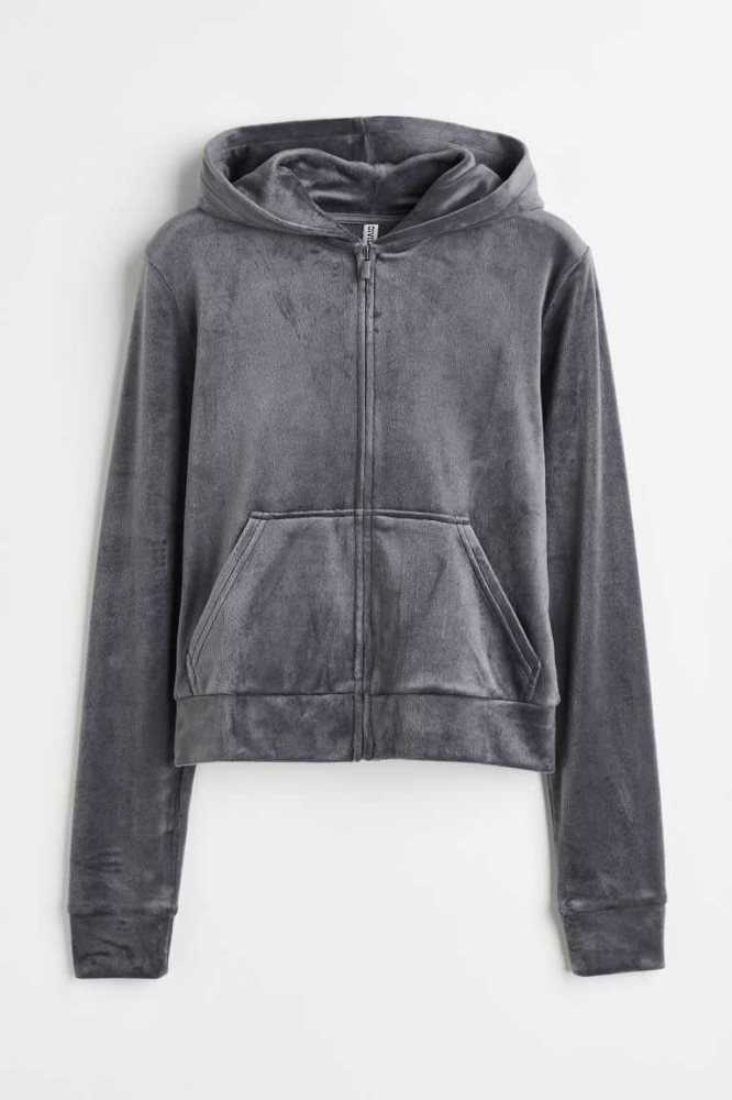 Sudadera Con Capucha H&M Velour Encapuchado Jacket Mujer Morados Claro | 941685PCT