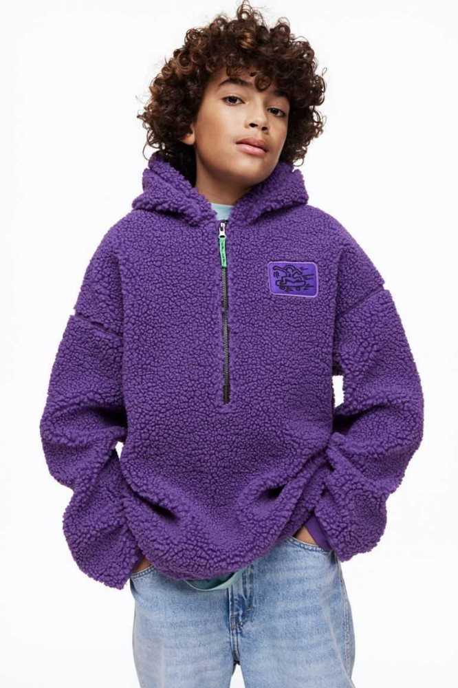 Sudadera Con Capucha H&M Zip-top teddy Niños Morados | 641830IMK