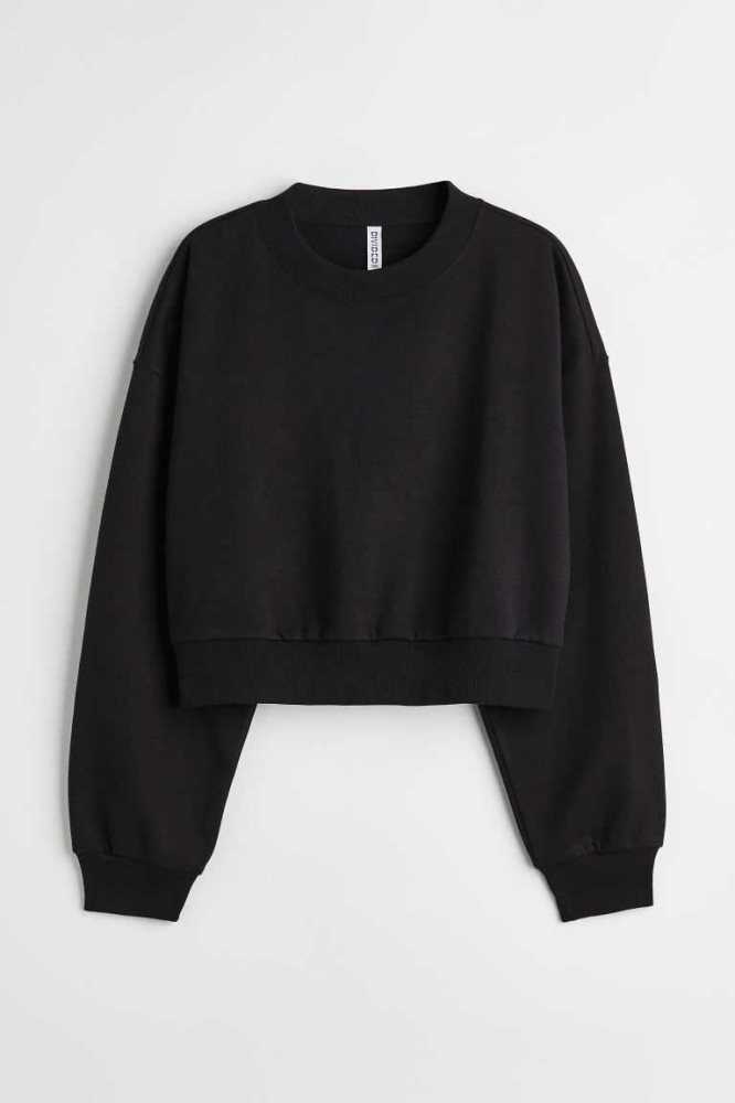 Sudaderas H&M Corta Mujer Grises Claro | 396028IWZ