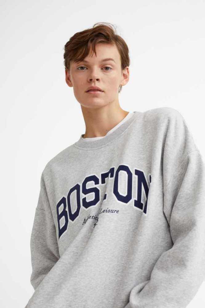 Sudaderas H&M Crew-neck Mujer Azules | 704361DIW