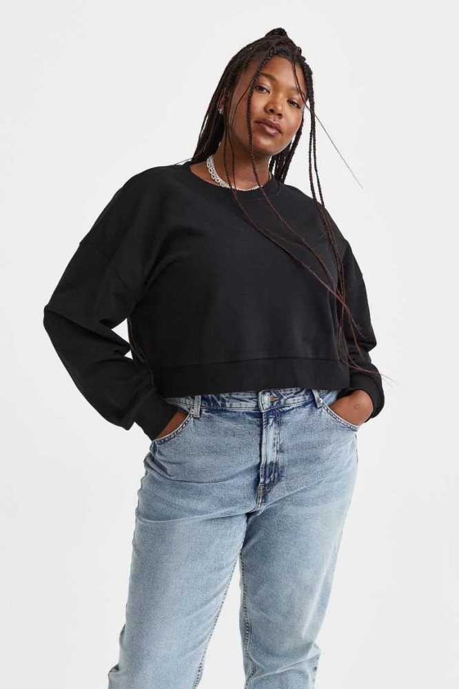 Sudaderas H&M Crop Mujer Negros | 256970QOJ