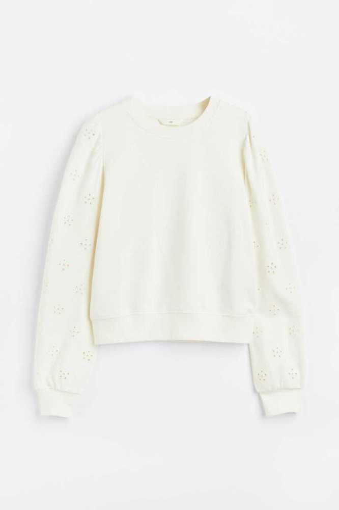 Sudaderas H&M Eyelet Embroidery Mujer Azules Claro | 483726QYP