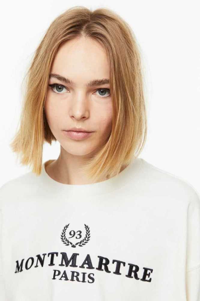 Sudaderas H&M Motif Mujer Creme | 710354JAZ