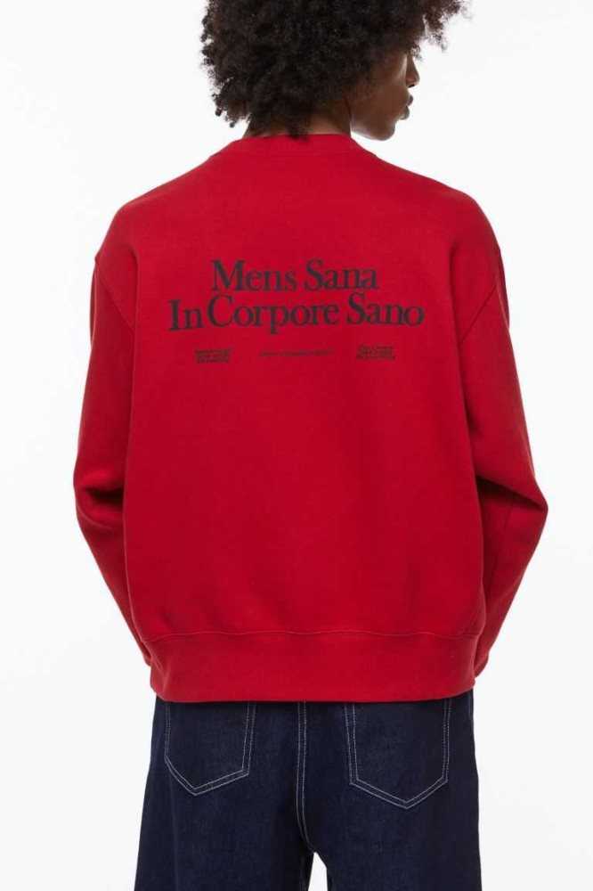 Sudaderas H&M Oversized Fit Hombre Rojos | 023196FUZ