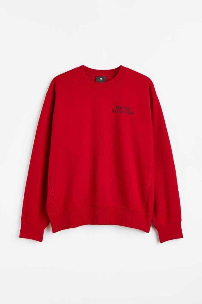 Sudaderas H&M Oversized Fit Hombre Rojos | 023196FUZ