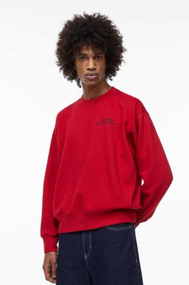 Sudaderas H&M Oversized Fit Hombre Rojos | 023196FUZ