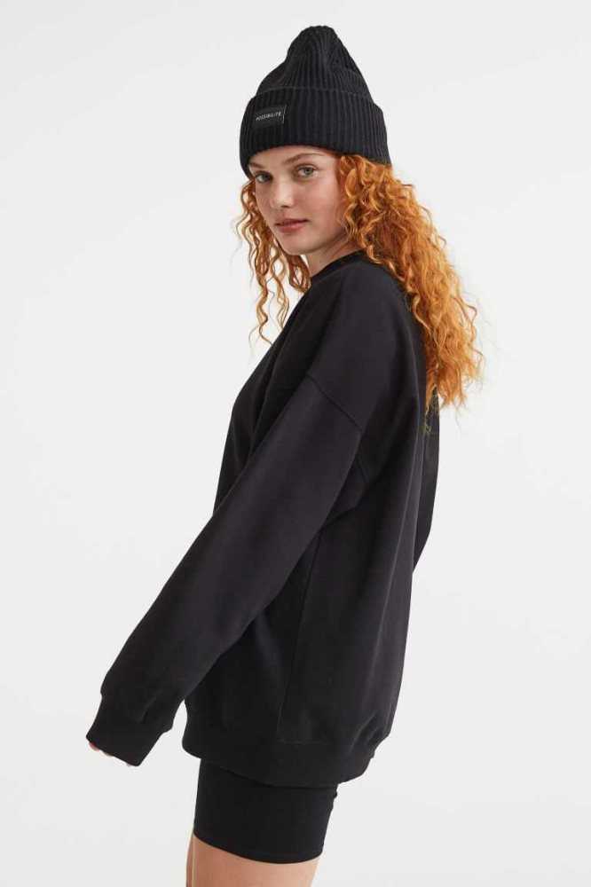 Sudaderas H&M Oversized Mujer Negros | 589147RCP