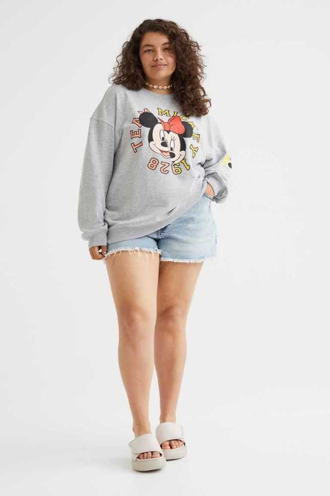 Sudaderas H&M Printed Mujer Grises Claro | 956304DJV