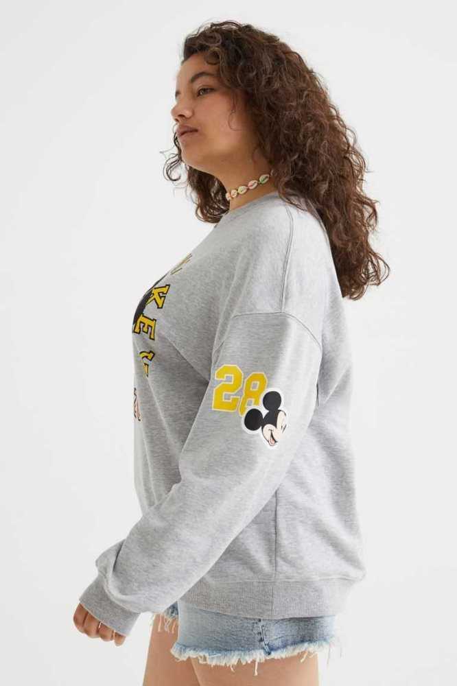 Sudaderas H&M Printed Mujer Grises Claro | 956304DJV