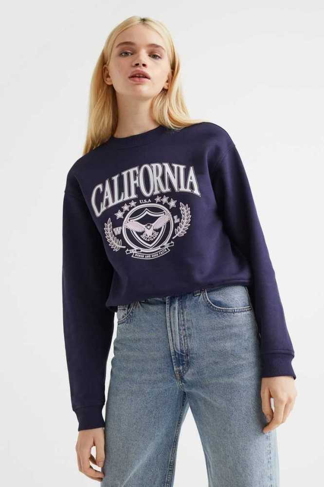 Sudaderas H&M Printed Mujer Morados | 857602UAN