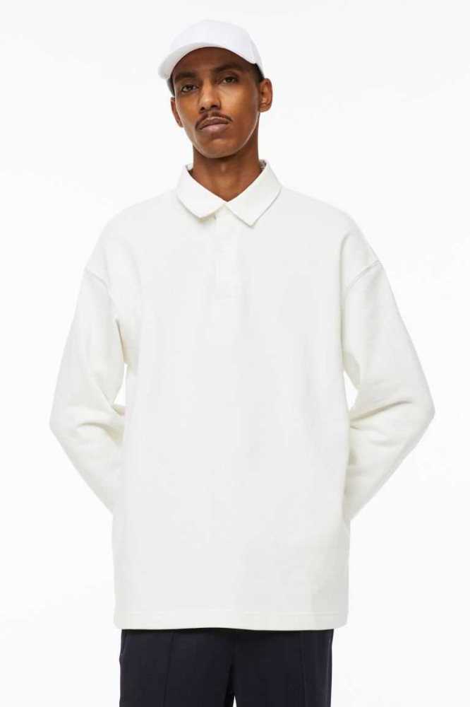 Sudaderas H&M Relaxed Fit Polo Shirt Hombre Blancos | 640591HNK