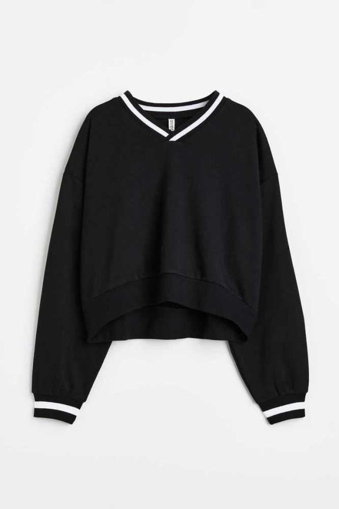 Sudaderas H&M V-neck Mujer Negros | 415608WMT