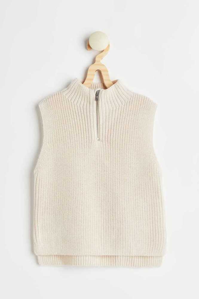 Suéteres H&M Acanalado Lana Vest Niños Beige Blancos | 831265ZEQ