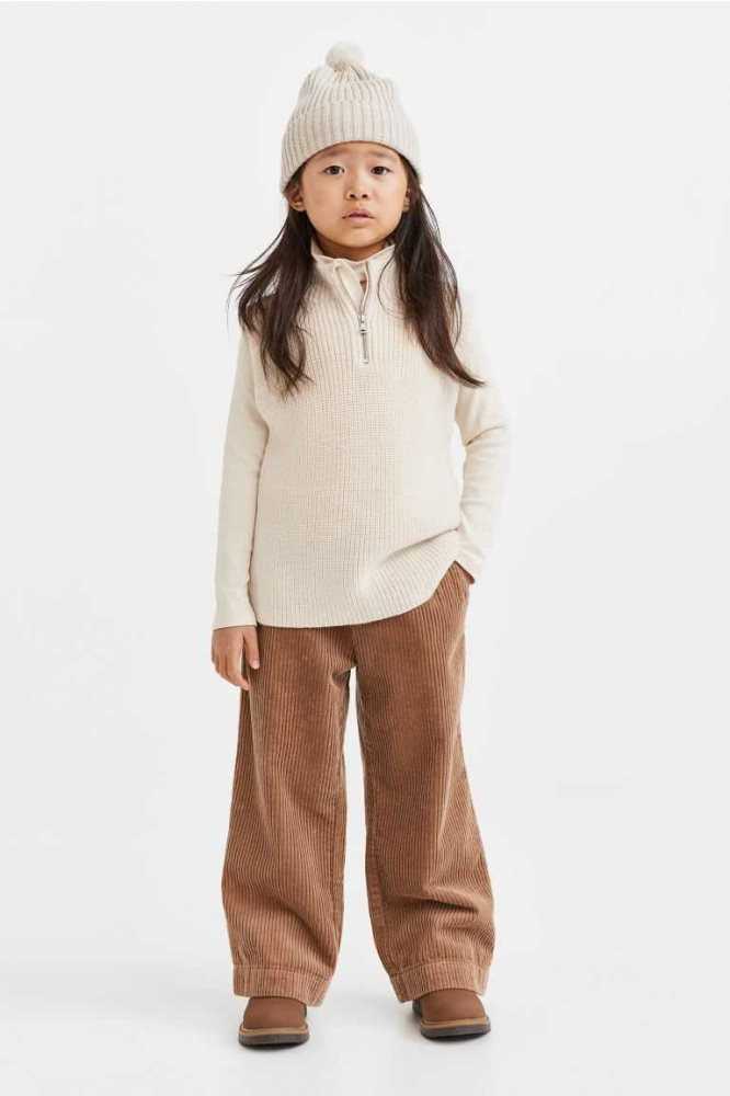 Suéteres H&M Acanalado Lana Vest Niños Beige Blancos | 831265ZEQ