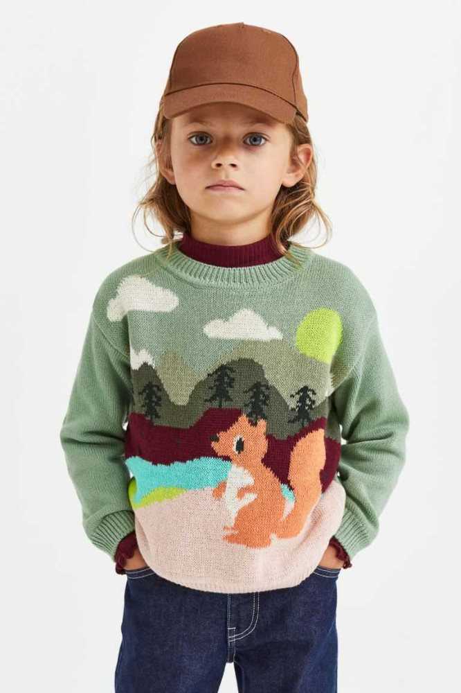 Suéteres H&M Algodon Niños Verdes | 671029CLE