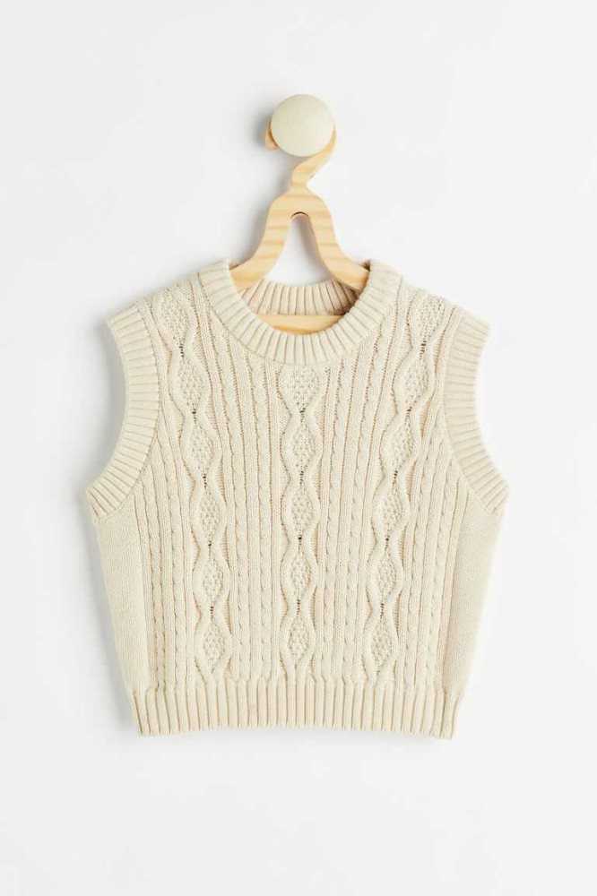 Suéteres H&M Cable-knit Algodon Vest Niños Beige Blancos | 046719XRO