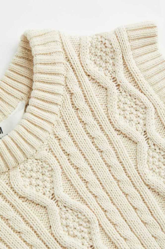 Suéteres H&M Cable-knit Algodon Vest Niños Beige Blancos | 046719XRO