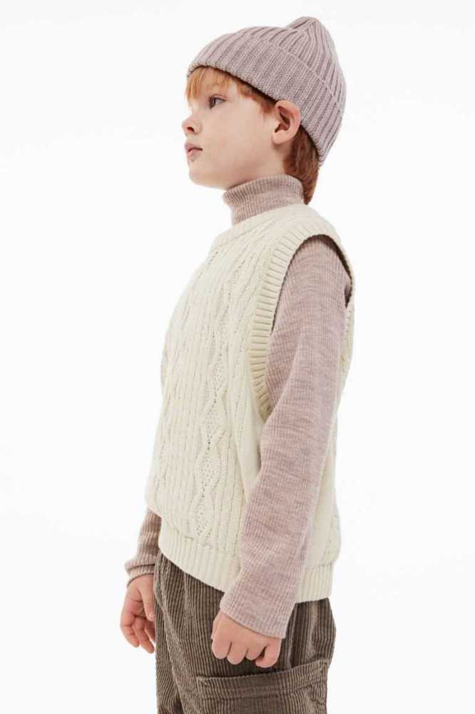 Suéteres H&M Cable-knit Algodon Vest Niños Beige Blancos | 046719XRO