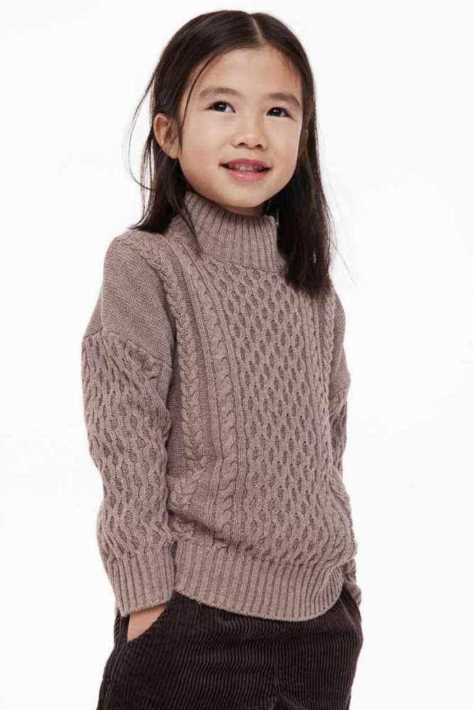 Suéteres H&M Cable-knit Mock Turtleneck Niños Beige | 621478AFD