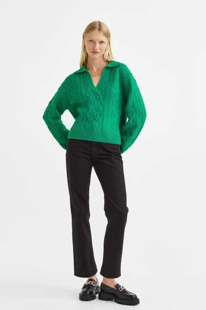 Suéteres H&M Cable-knit Mujer Verdes | 930871OAE