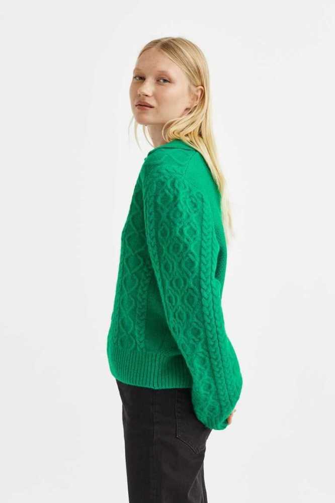 Suéteres H&M Cable-knit Mujer Verdes | 930871OAE