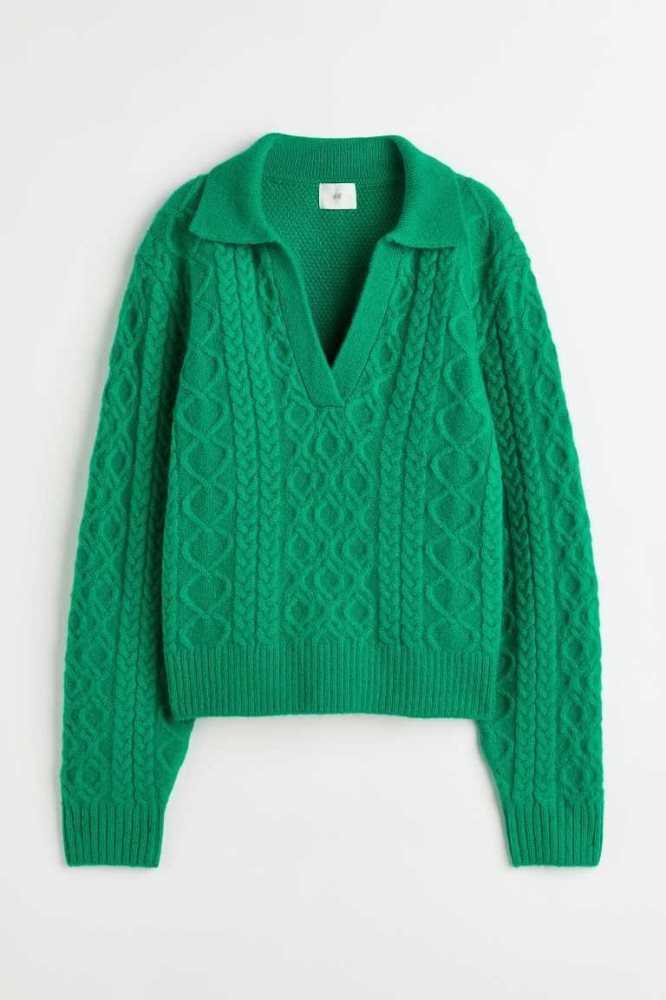 Suéteres H&M Cable-knit Mujer Verdes | 930871OAE