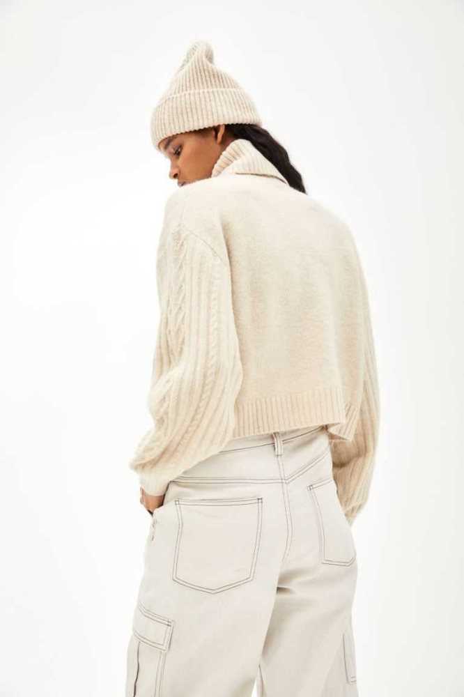 Suéteres H&M Cable-knit Turtleneck Mujer Beige Claro | 014679WCJ