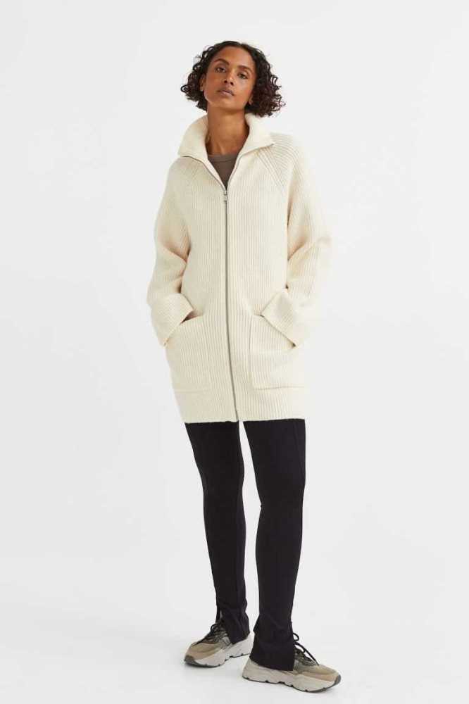 Suéteres H&M CardiganZipper Mujer Creme | 825964MDR