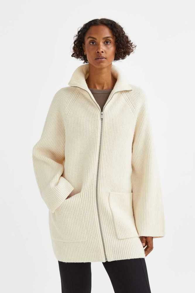 Suéteres H&M CardiganZipper Mujer Creme | 825964MDR