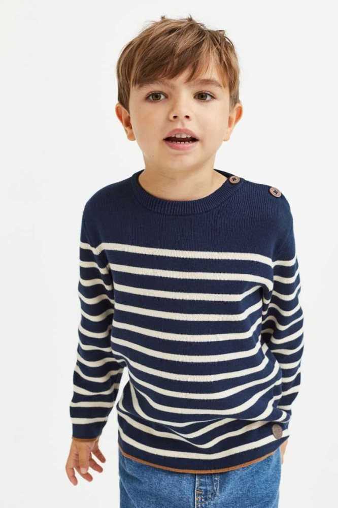 Suéteres H&M Fine-knit Algodon Niños Azul Marino Azules | 678439TPM