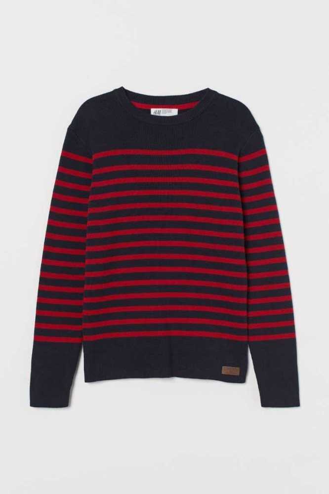 Suéteres H&M Fine-knit Algodon Niños Azules Oscuro Blancos | 803259BQH