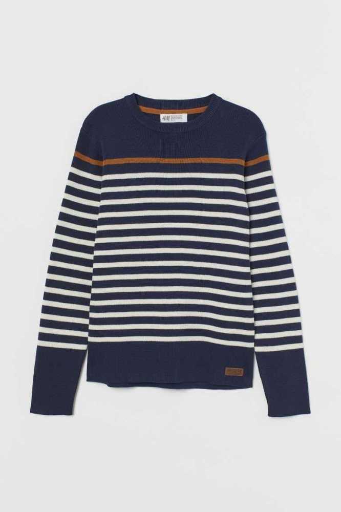 Suéteres H&M Fine-knit Algodon Niños Azules Oscuro Blancos | 803259BQH