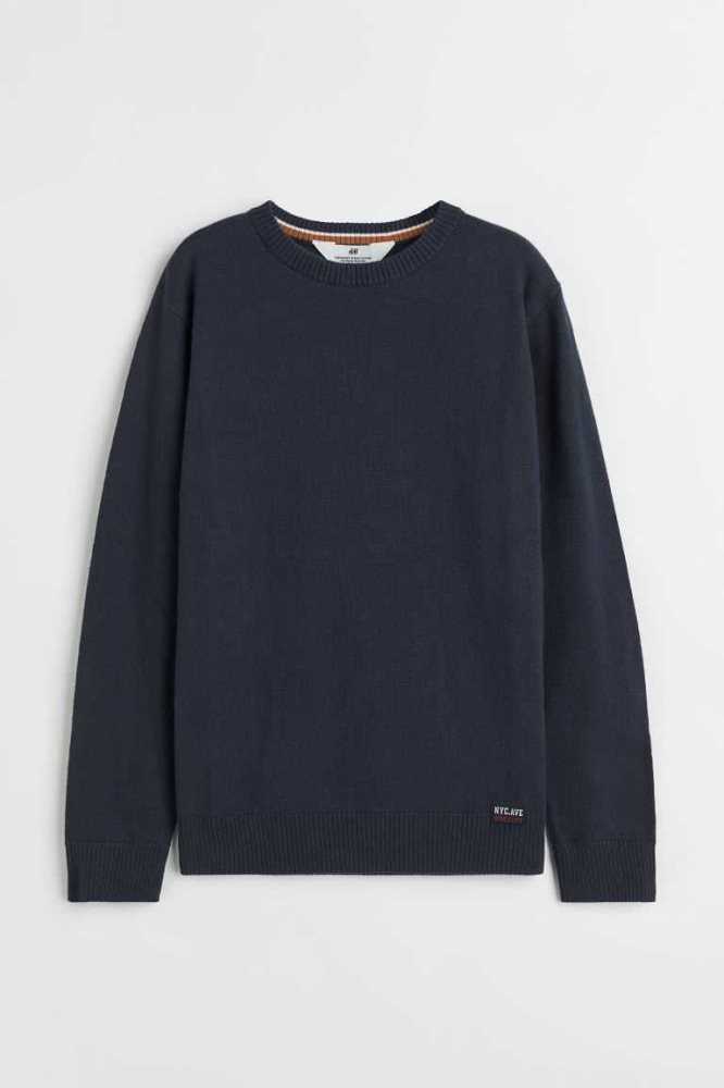 Suéteres H&M Fine-knit Algodon Niños Negros | 304561QFL