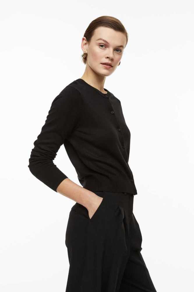 Suéteres H&M Fine-knit Cardigan Mujer Grises Oscuro | 473601HTD