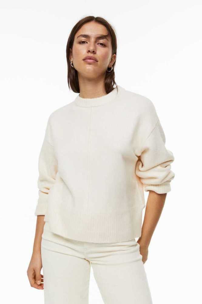 Suéteres H&M Fine-knit Mujer Creme | 786514HFE