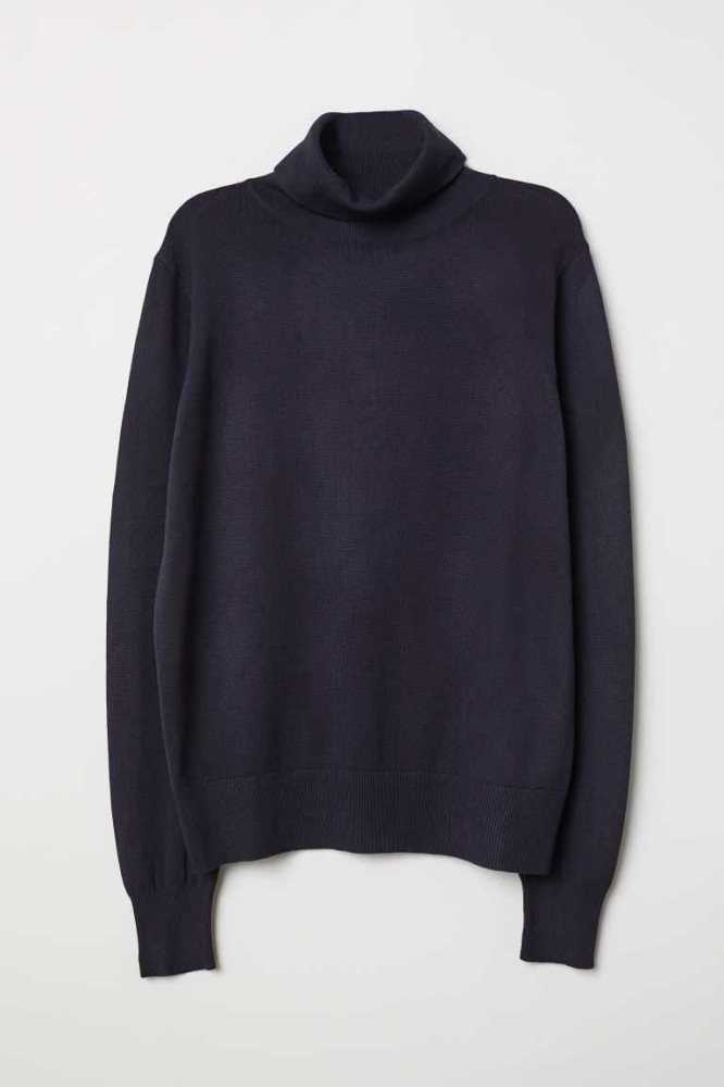 Suéteres H&M Fine-knit Turtleneck Mujer Negros | 412397JMC