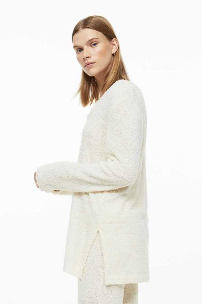 Suéteres H&M Fluffy-knit Top Mujer Creme | 781236FVC