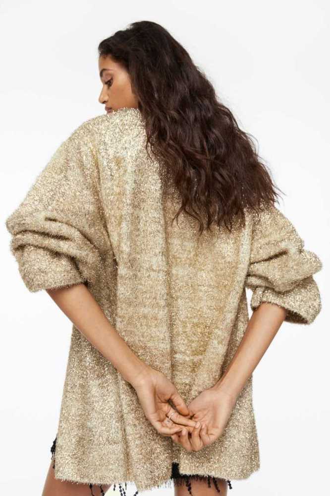 Suéteres H&M Glittery Cardigan Mujer Beige | 792043VJM