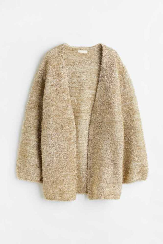 Suéteres H&M Glittery Cardigan Mujer Beige | 792043VJM