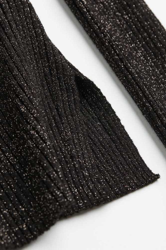 Suéteres H&M Glittery Rib-knit Top Mujer Negros | 195702LXA