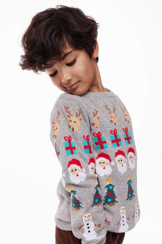 Suéteres H&M Jacquard-knit Algodon Niños Azules Oscuro | 142956YPZ