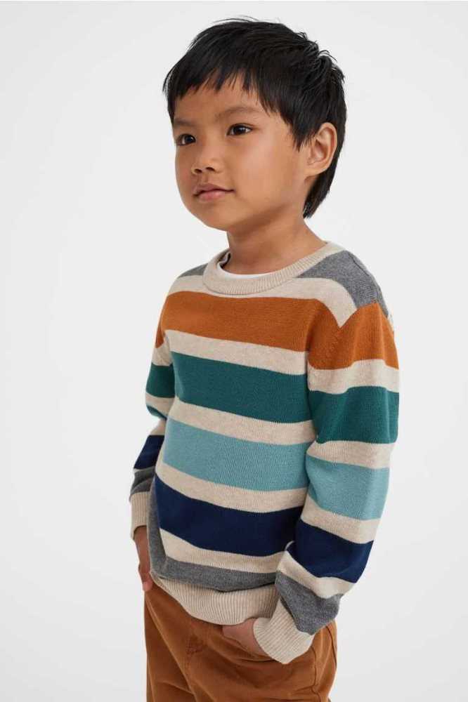 Suéteres H&M Jacquard-knit Algodon Niños Verde Menta Verdes Azul Marino Azules | 196870HRA