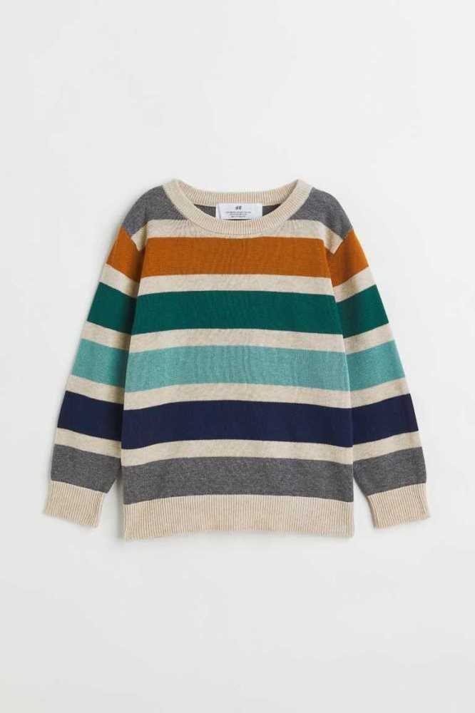 Suéteres H&M Jacquard-knit Algodon Niños Verde Menta Verdes Azul Marino Azules | 196870HRA