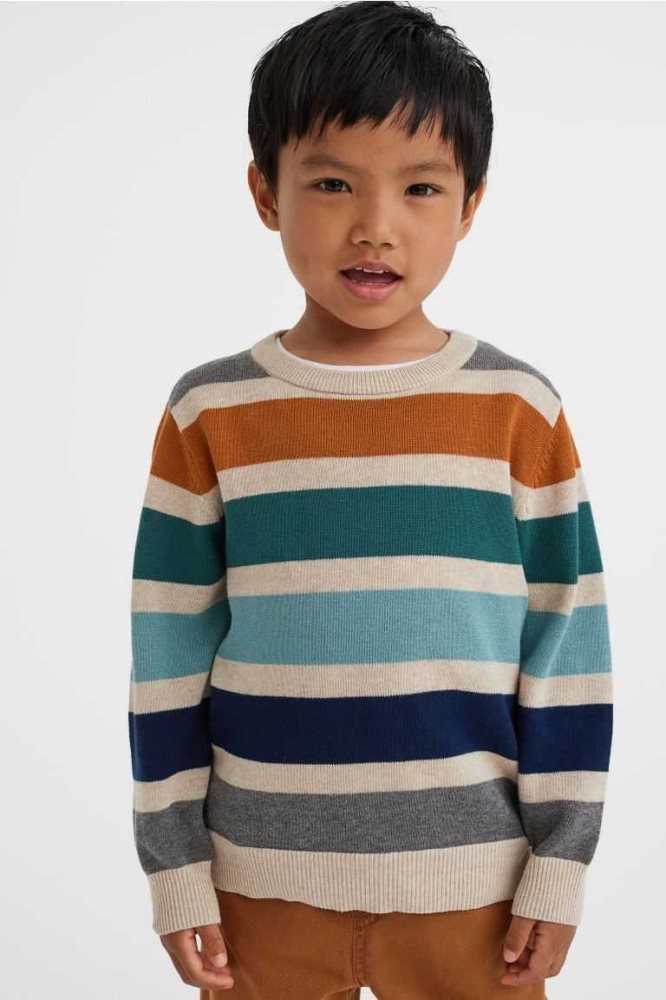 Suéteres H&M Jacquard-knit Algodon Niños Verde Menta Verdes Azul Marino Azules | 196870HRA