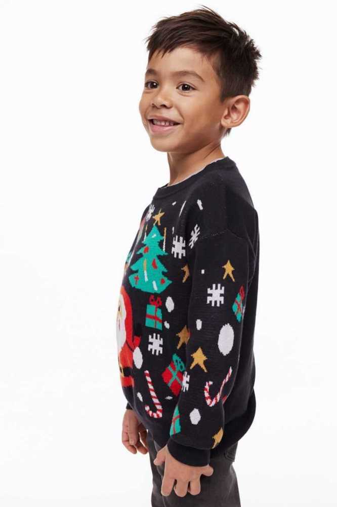 Suéteres H&M Jacquard-knit Algodon Niños Azules Oscuro | 591740AUJ