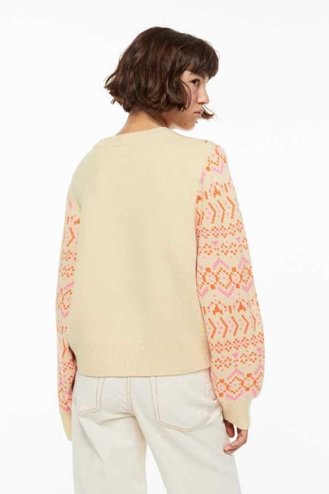 Suéteres H&M Jacquard-knit Mujer Beige Claro | 617429SUI